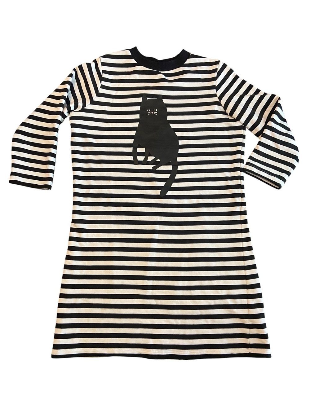 Lazy Oaf Black & White Striped Cat Dress Small